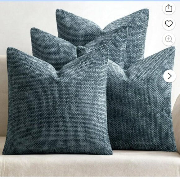 4 Couch Throw Pillow Covers 18x18" Navy Blue Soft Decorative Chenille Farmhouse - Picture 1 of 6